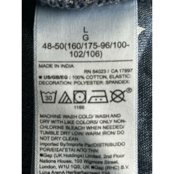 Women’s L 100% Cotton Denim Ruffle Sleeve Smocked Midi Dress with Washwell - Picture 8 of 9